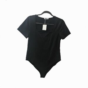 Mangopop Black Square Neck Bodysuit